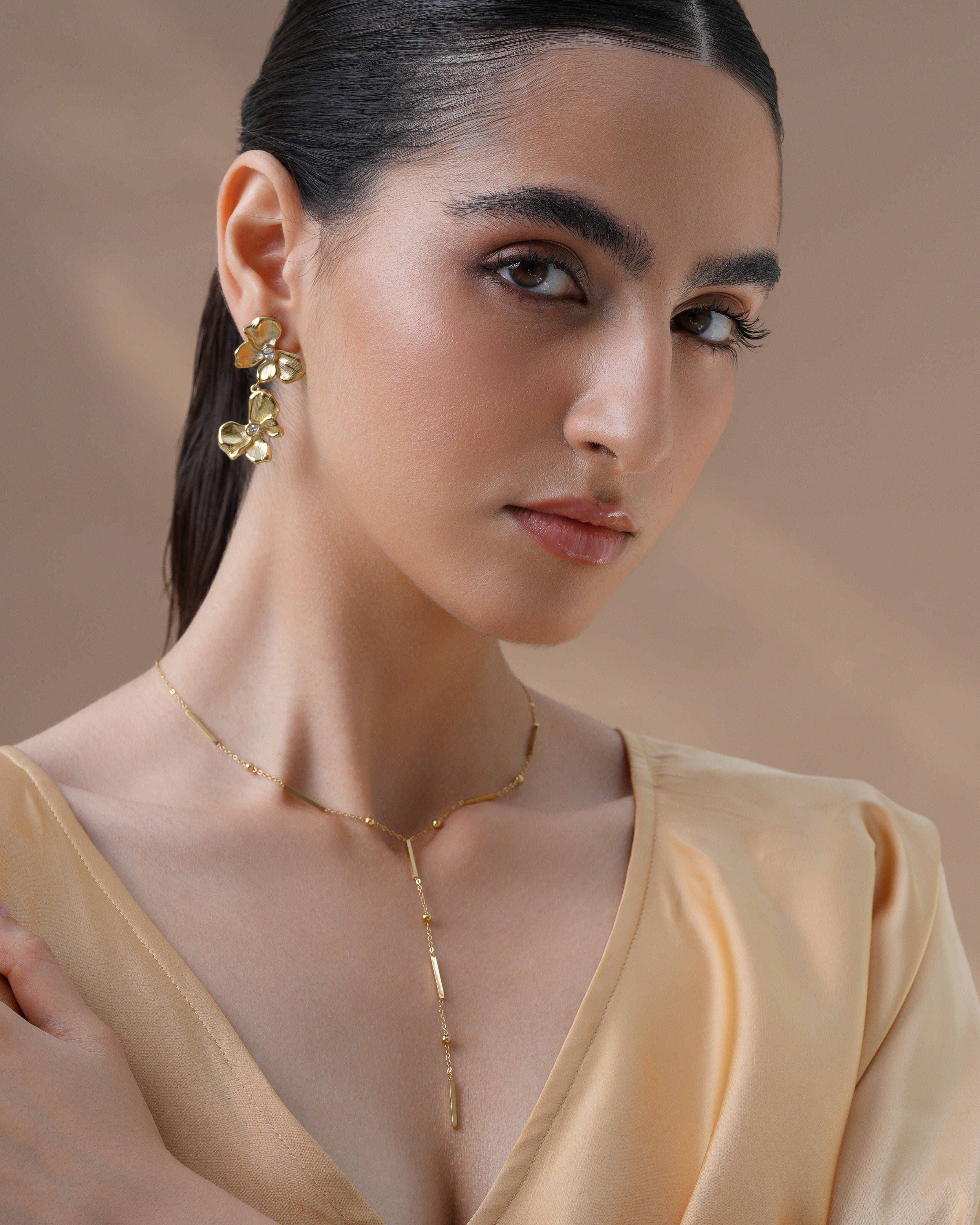 Golden Drop Lariat Necklace - E3K