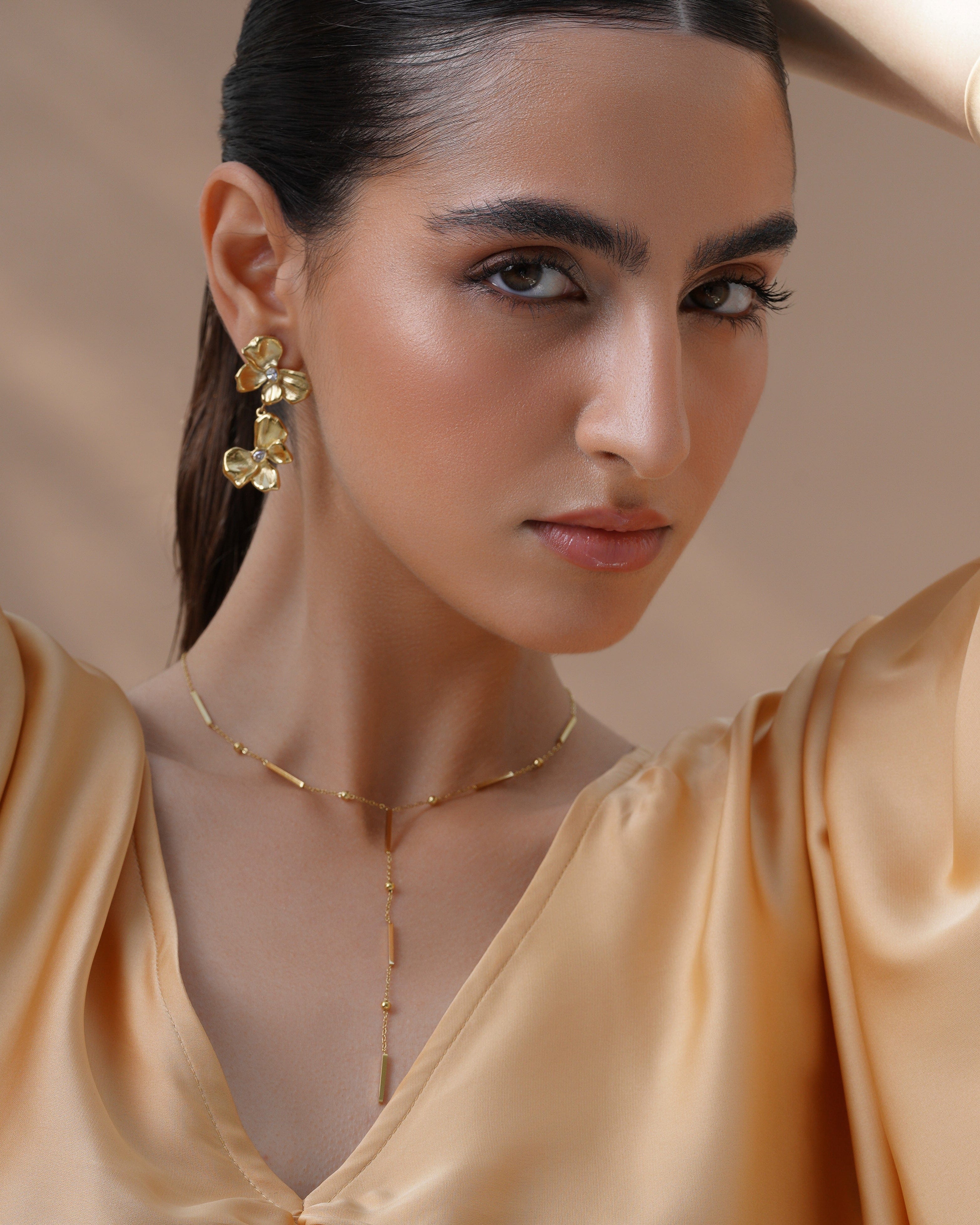 Golden Drop Lariat Necklace - E3K